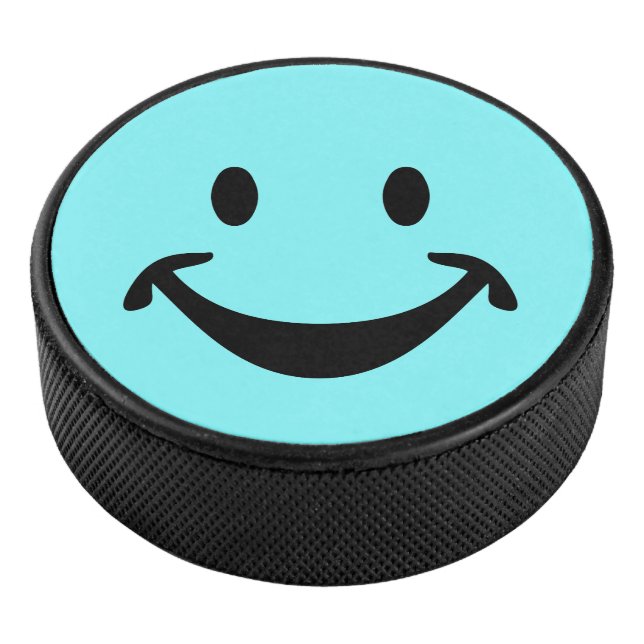 Funny Gesicht schwarz+ dein Backg. Ideen Eishockey Puck (3/4)