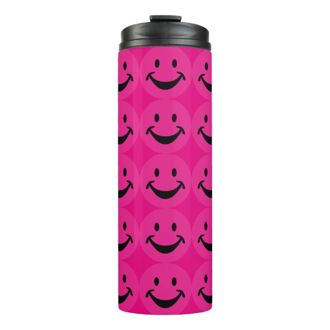 Funny Gesicht schwarz+ dein Backg. Ideen Thermosbecher (Vorderseite)