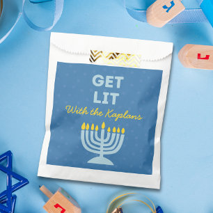 Funny "Get Lit" Chic Personalisiert Menorah Hanukk Geschenktütchen