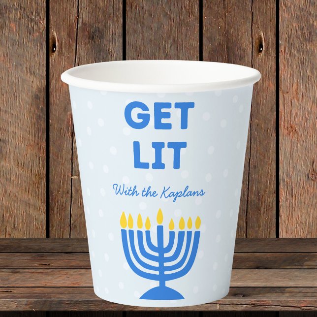 Funny "Get Lit" Chic Personalisiert Menorah Hanukk Pappbecher (Von Creator hochgeladen)