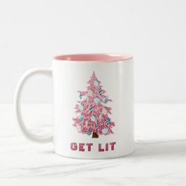 Funny Get Lit Pink Weihnachtsbaum Zweifarbige Tasse