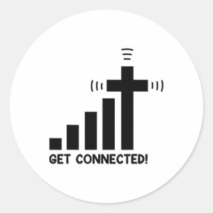 Funny Get vernetzt Jesus Christus Christlicher Gla Runder Aufkleber