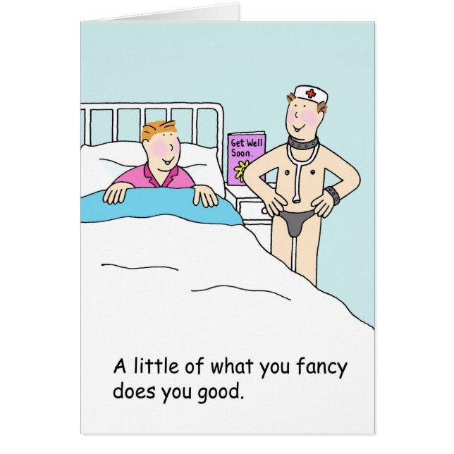 Funny Get Well bald Cartoon Nurse und Patient (Vorne)