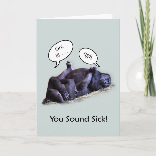 Funny Get well bald, Sleeping Sick Gorillas Karte (Vorderseite)