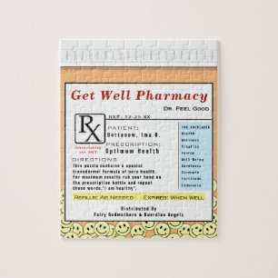 Funny Get well bald Verschreibungsmedizin Puzzle