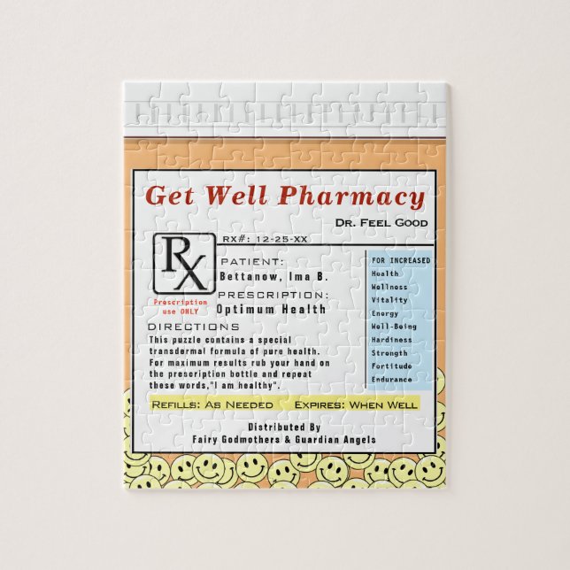 Funny Get well bald Verschreibungsmedizin Puzzle (Vertikal)