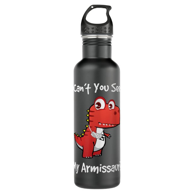 Funny Get Well Broken Arm Gift Dinosaur with a Cas Edelstahlflasche (Vorderseite)
