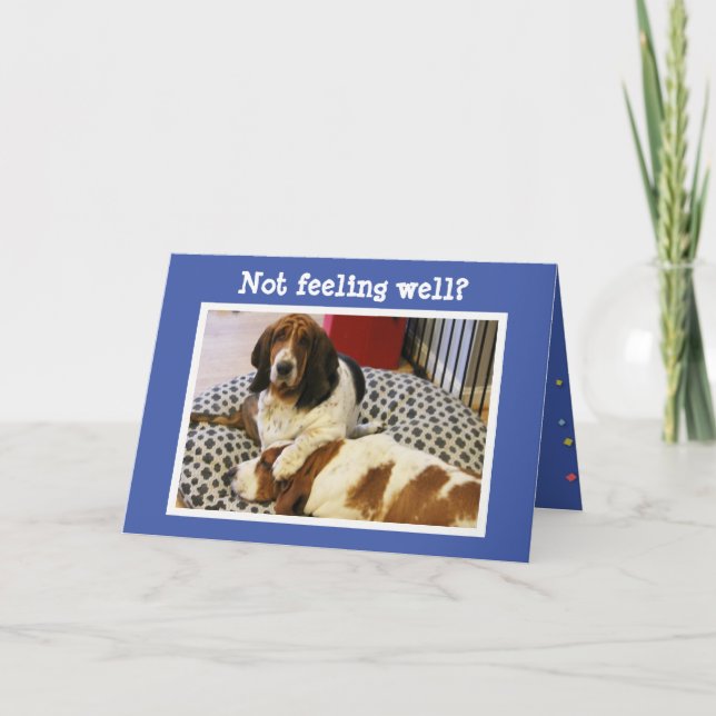Funny "Get Well" Card mit Niedlichen Basset Hounds Karte (Vorderseite)