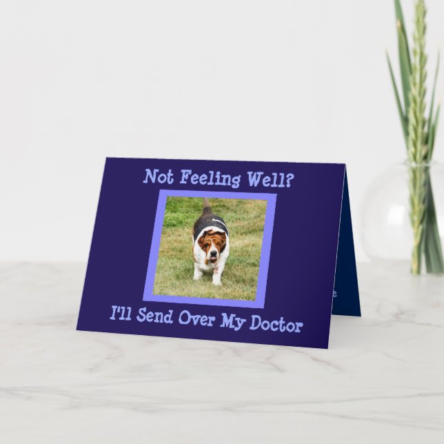 Funny "Get Well" Card mit Niedlicher Basset Hound  Karte (Vorderseite)