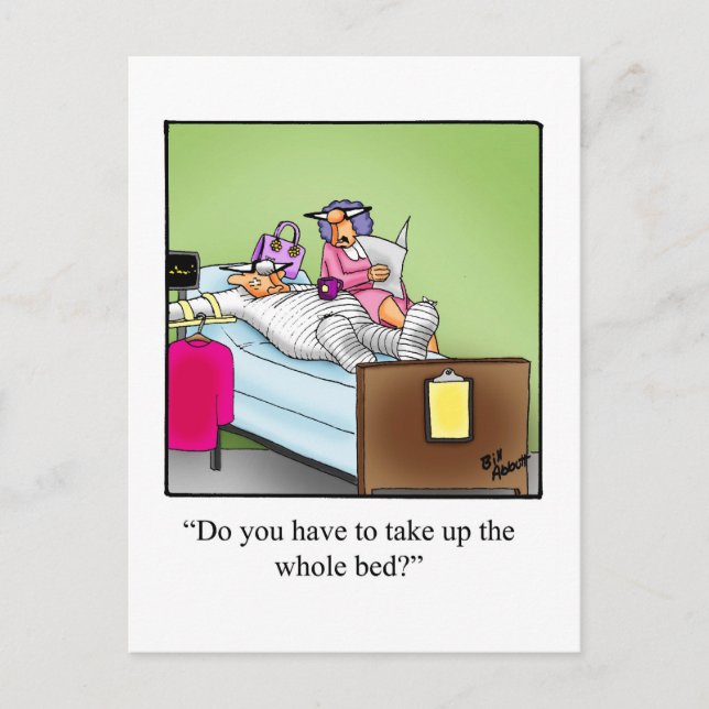 Funny Get Well for Husband Postcard Postkarte (Vorderseite)
