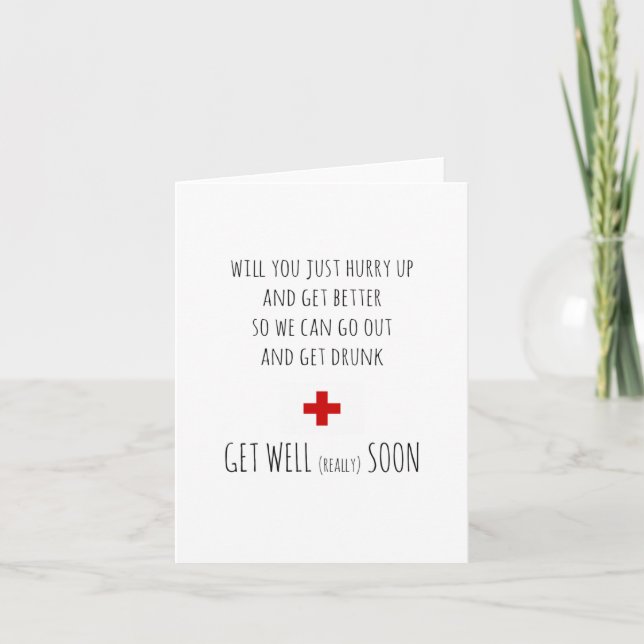 Funny Get Well Note Card - Get Well Card Karte (Vorderseite)