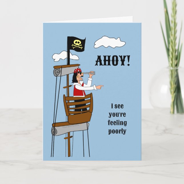 Funny Get Well Pirate for Boss Coworker Colleague Karte (Vorderseite)