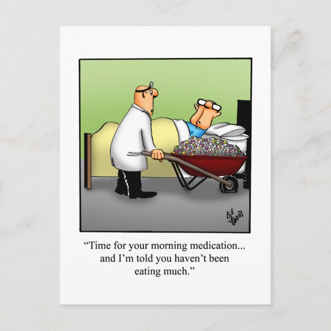 Funny Get Well Postcard Postkarte (Vorderseite)