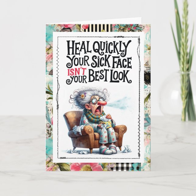 Funny Get Well Sick Humor Best Medicine Karte (Vorderseite)
