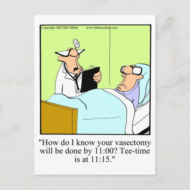 Funny Get Well Vasectomy Postcard Postkarte (Vorderseite)