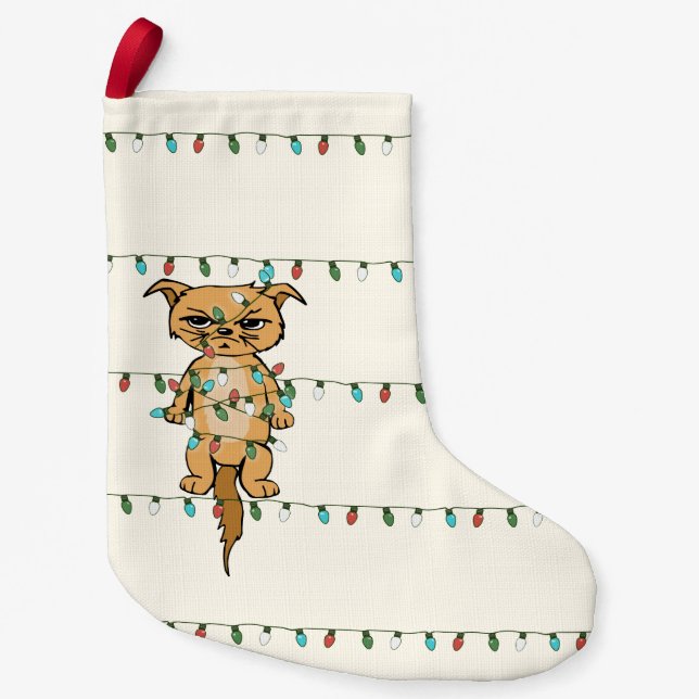 Funny getangt Grumpy Xmas Cat Holiday Kleiner Weihnachtsstrumpf (Vorderseite)