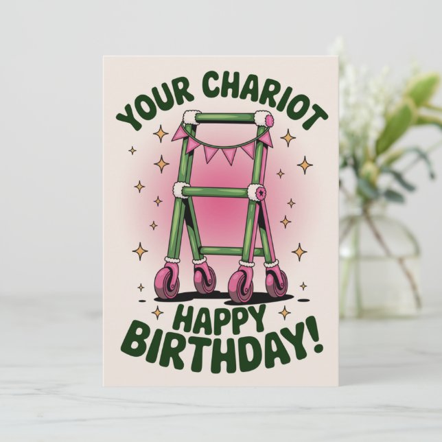 Funny GetOlder Geburtstag Walker Geburtstag alt Einladung (Stehend Vorderseite)