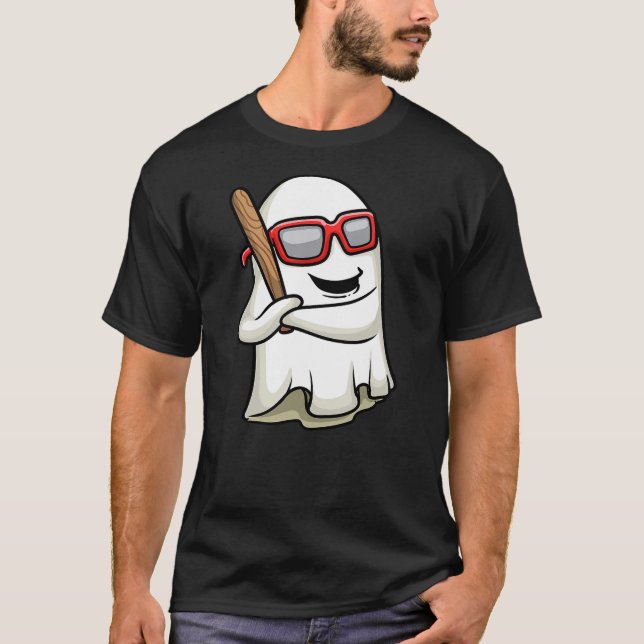 Funny Ghost Baseball Player Bat Sports Halloween M T-Shirt (Vorderseite)