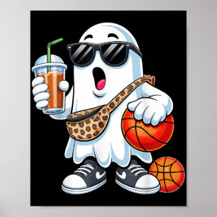 Funny Ghost Basketball Bootskaffee Halloween Mens  Poster