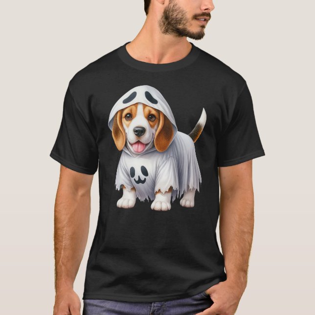 Funny Ghost Beagle Dog Lover Halloween Costume T-Shirt (Vorderseite)
