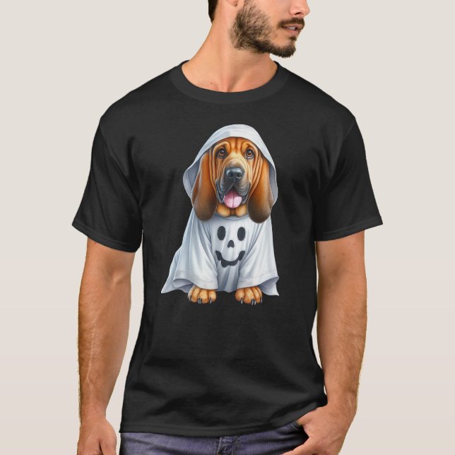 Funny Ghost Bloodhound Dog Lover Halloween Costume T-Shirt (Vorderseite)