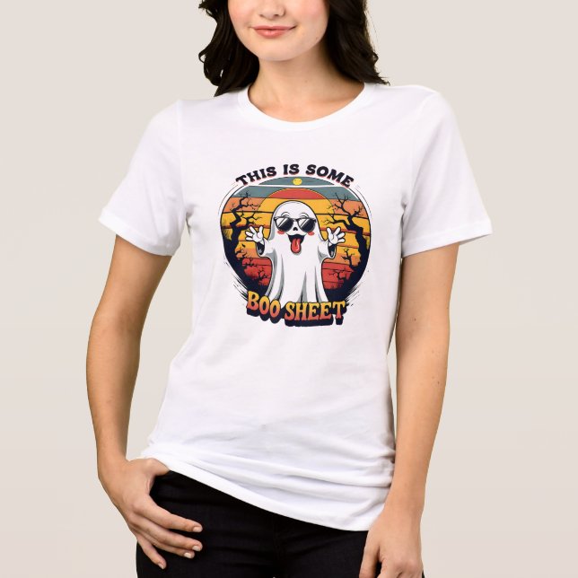 Funny Ghost “Boo Sheet” Halloween Tri-Blend Shirt (Vorderseite)