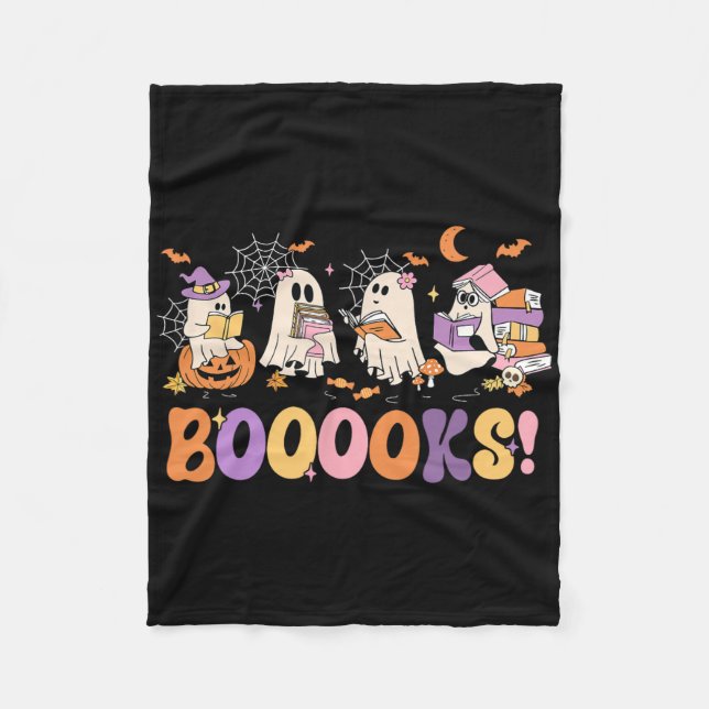 Funny Ghost Book Reading Halloween Booooks Lover T Fleecedecke (Vorderseite)