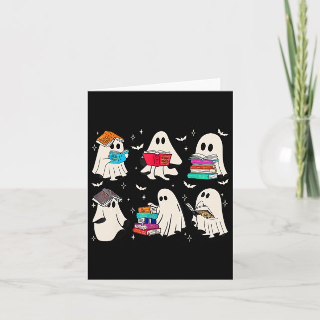 Funny Ghost Book Reading Halloween Bücher Lover Te Karte (Vorderseite)