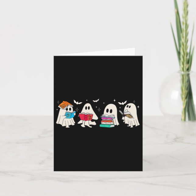 Funny Ghost Book Reading Halloween Bücher Lover Te Karte (Vorderseite)