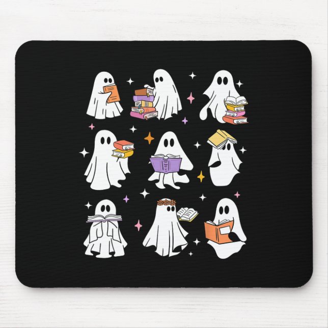Funny Ghost Book Reading Halloween Bücher Lover Te Mousepad (Vorne)