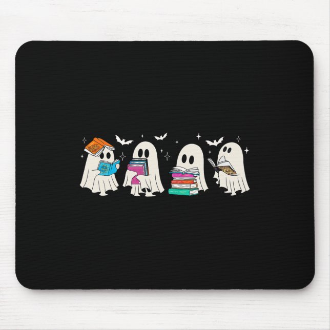 Funny Ghost Book Reading Halloween Bücher Lover Te Mousepad (Vorne)