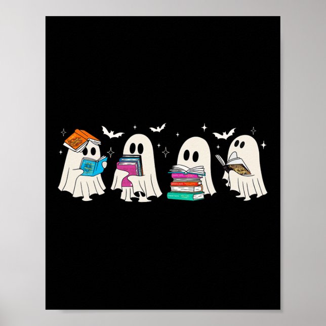 Funny Ghost Book Reading Halloween Bücher Lover Te Poster (Vorne)