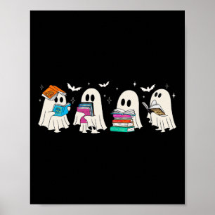 Funny Ghost Book Reading Halloween Bücher Lover Te Poster