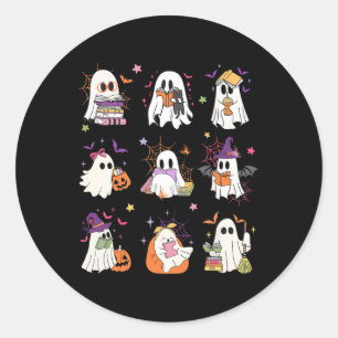 Funny Ghost Book Reading Halloween Bücher Lover Te Runder Aufkleber