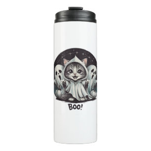 Funny Ghost Cat Boo Halloween Animal Ghost Kitty T Thermosbecher