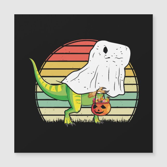Funny Ghost Dinosaur Halloween Magnetkarte (Vorderseite)