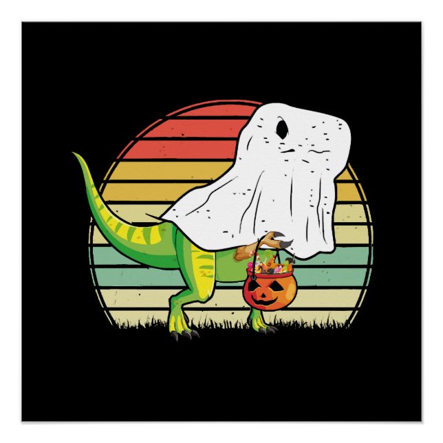 Funny Ghost Dinosaur Halloween Poster (Vorderseite)