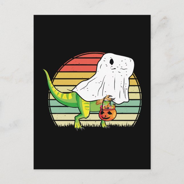 Funny Ghost Dinosaur Halloween Postkarte (Vorderseite)