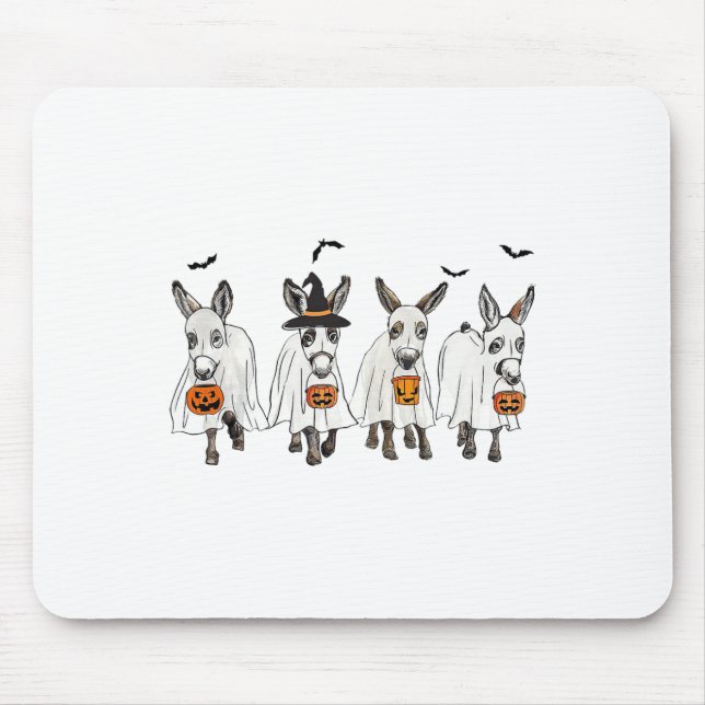 Funny Ghost Donkey Hallowen Donkey Lover Bauer Ha Mousepad (Vorne)