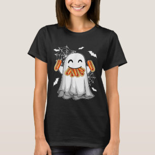 Funny Ghost Eating Hotdogs Happy Halloween Kostüm T-Shirt