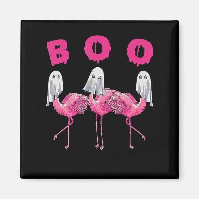 Funny Ghost Flamingo Boo Halloween Kostümgeschenke Magnet (Vorne)