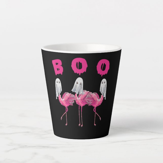 Funny Ghost Flamingo Boo Halloween Kostümgeschenke Milchtasse (Vorderseite)
