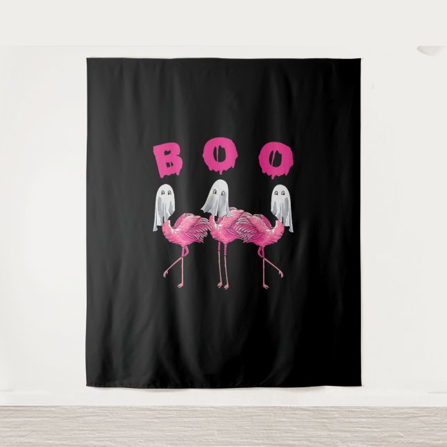 Funny Ghost Flamingo Boo Halloween Kostümgeschenke Wandteppich (Vorderseite)