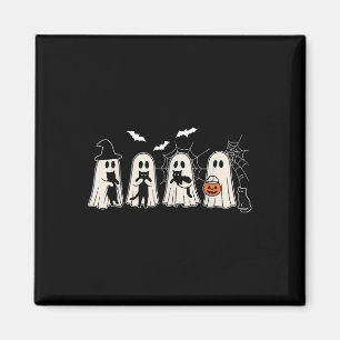 Funny Ghost hält ein Schwarzes Katzen Halloween Gh Magnet