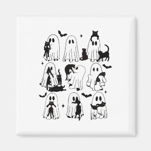 Funny Ghost hält eine Black Cat Lazy Halloween Spo Magnet