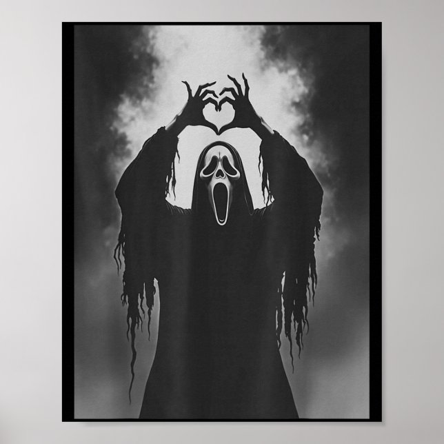 Funny Ghost Hand Heart Sign Soky Costume Halloween Poster (Vorne)