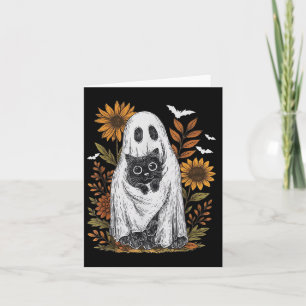 Funny Ghost Holding Black Cat Halloween Ghost Cat Karte