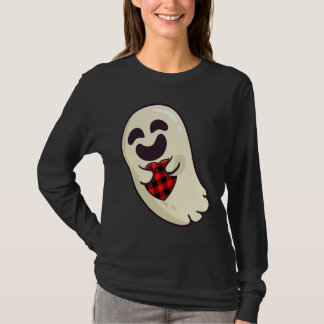 Funny Ghost Hugging Red Hearts Plaid buffalo Valen T-Shirt