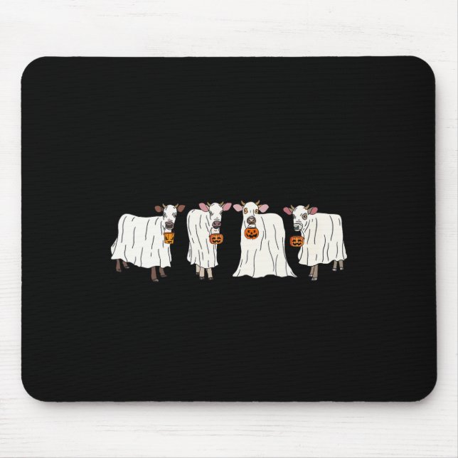 Funny Ghost Kühe Halloween Tiere Kuh Lover Spook Mousepad (Vorne)
