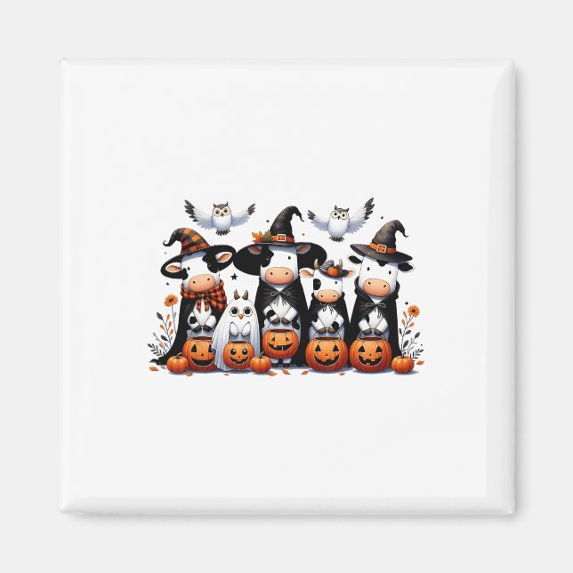 Funny Ghost Kühe Halloween Tiere Kuh Owls Spooky Magnet (Vorne)